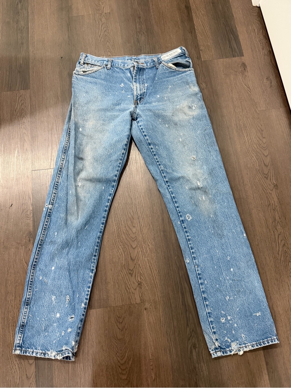 Vintage Dickies Workwear Men's Light Blue Straight-Leg Jeans 36x36